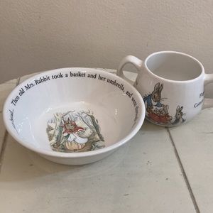Wedge wood Peter Rabbit set mug & bowl